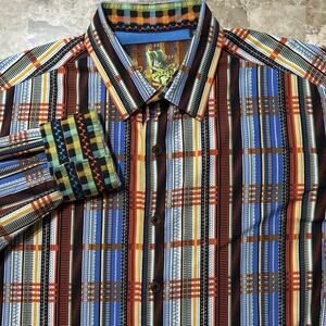 Robert Graham Shirt Mens Large Colorful Abstract Long Sleeve Flip Cuff